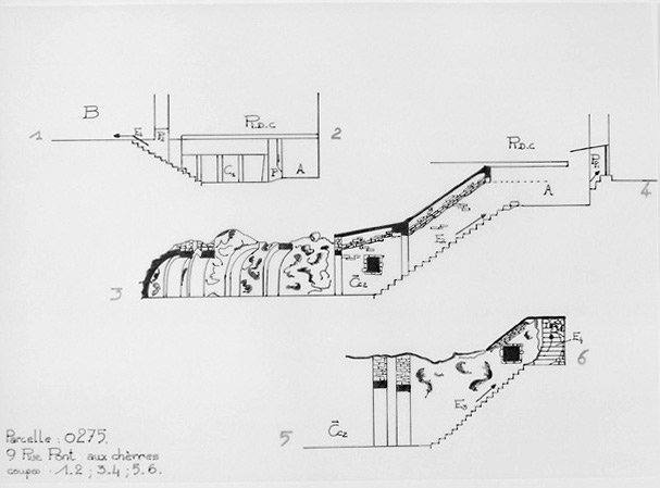 Coupes au 1:100e, par Géraldine Métayer, en 1995.