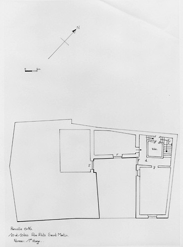 Plan du premier étage au 1/100e, par Géraldine Métayer, en 1996.