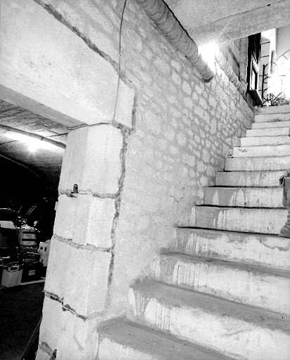 Escalier descendant au sous-sol du logis.