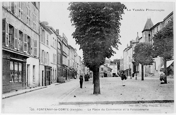 La place du Commerce vue du nord. Au centre, le minage.