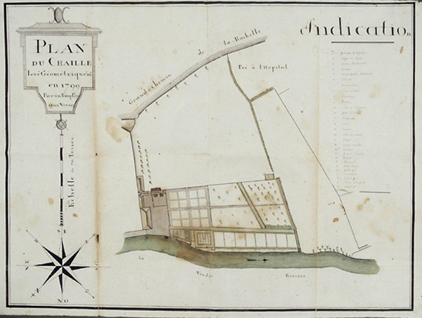 Plan de la propriété, en 1799, par un employé aux vivres.