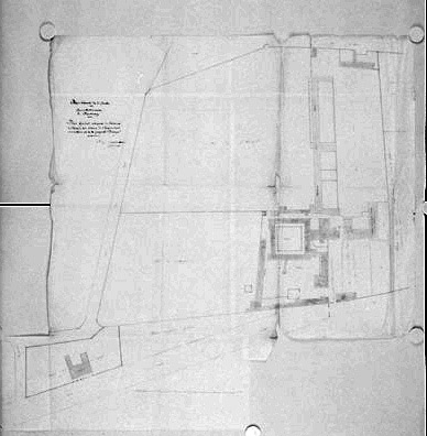 'Plan général indiquant les bâtiments de l'hospice des aliénés de l'hospice civil et militaire et de la propriété, Branger'. Plan signé A. Garnereau, non daté.