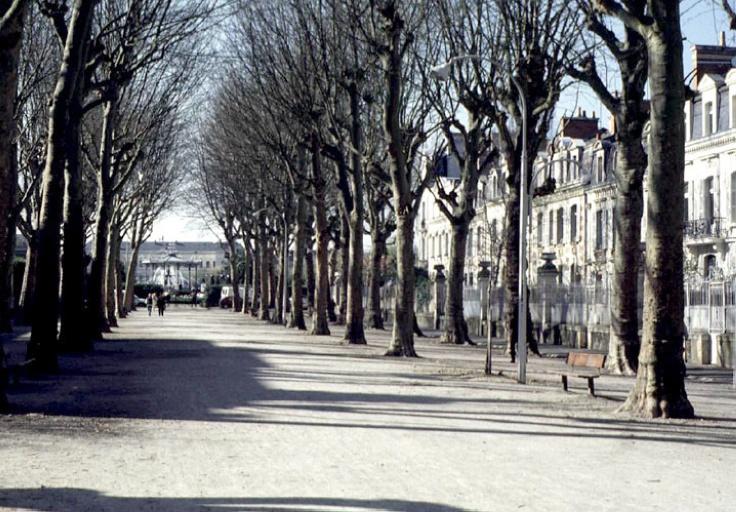 Vue d'ensemble de l'avenue. Au fond le kiosque du jardin du Mail et l'hôtel-de-ville.