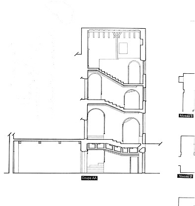 Coupe longitudinale de l'escalier.