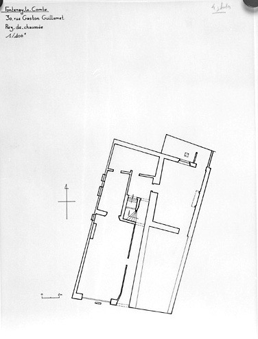 Plan du rez-de-chaussée au 1/100e, par Géraldine Métayer, en 1997.