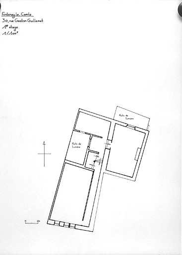 Plan du premier étage au 1/100e, par Géraldine Métayer, en 1997.