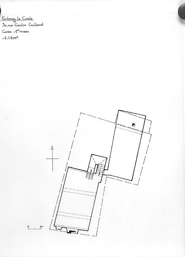 Plan du premier niveau de sous-sol au 1/100e, par Géraldine Métayer, en 1997.