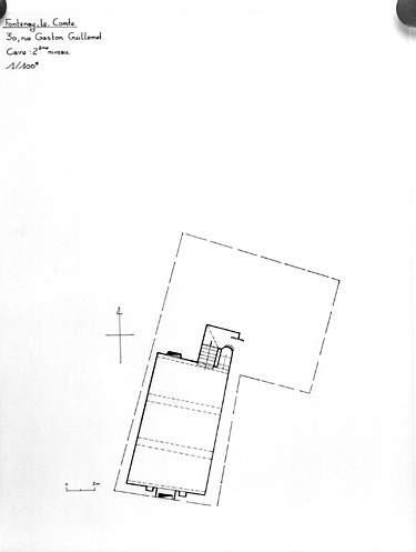 Plan du deuxième niveau de sous-sol au 1/100e, par Géraldine Métayer, en 1997.