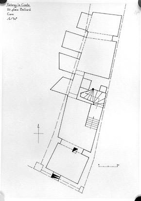 Plan du sous-sol du n° 20. Relevé au 1/50e par Géraldine Métayer, en 1997.