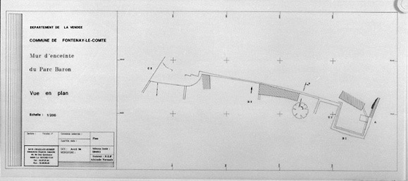 Plan au 1/200e de la partie sud du château par la S.C.P. Chaillou-Susset, géomètres experts, en avril 1994. S.D.A.P. Vendée.