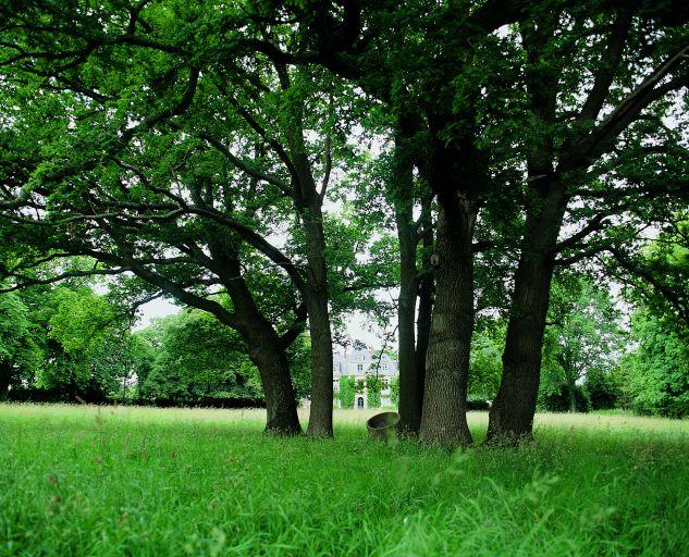 Parc et logis en fond.