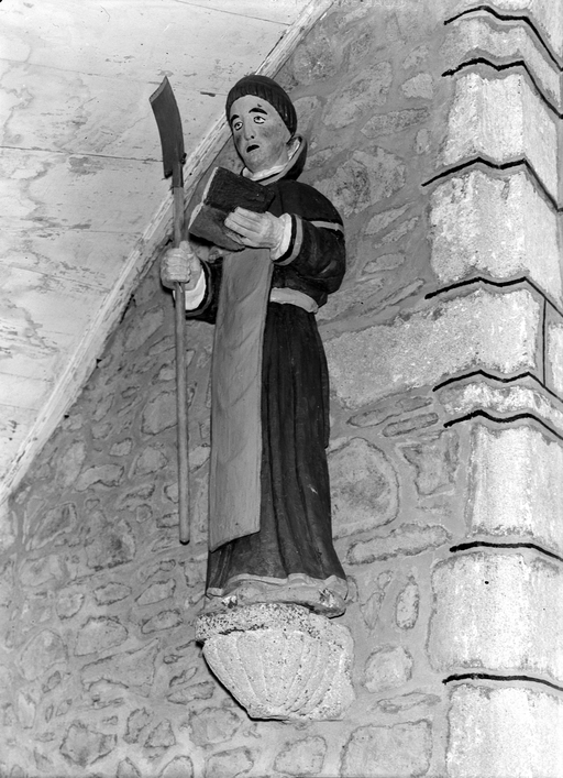 Statue (petite nature, d'applique) : saint Fiacre, chapelle Saint Fiacre (Plusquellec)