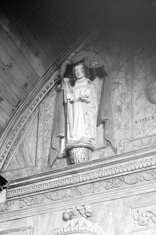 Choeur, mur est, partie supérieure, niche gauche : saint Colomban (provenant de la chapelle saint Colomban)