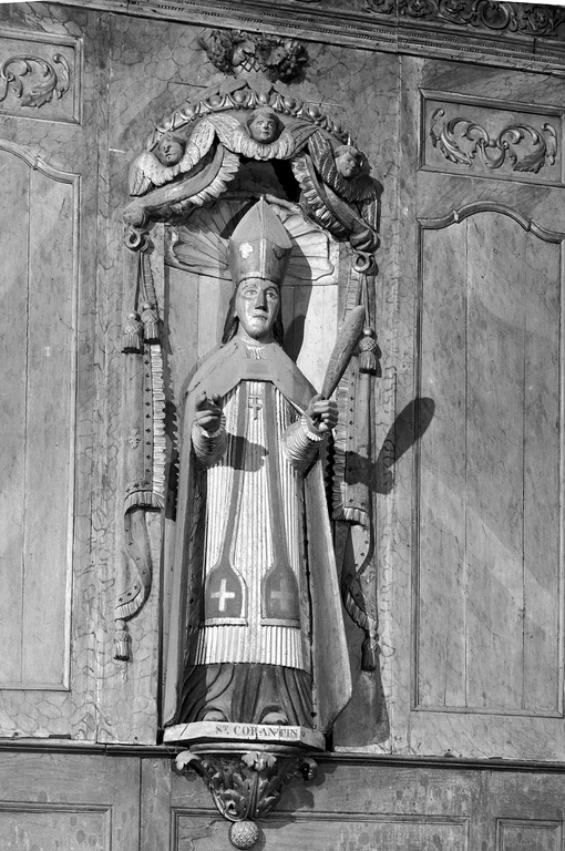 Statue (2, d'applique, en pendant, grandeur nature) : saint Corentin, saint Pierre, église Paroissiale Saint Pierre (Plounévez-Quintin)