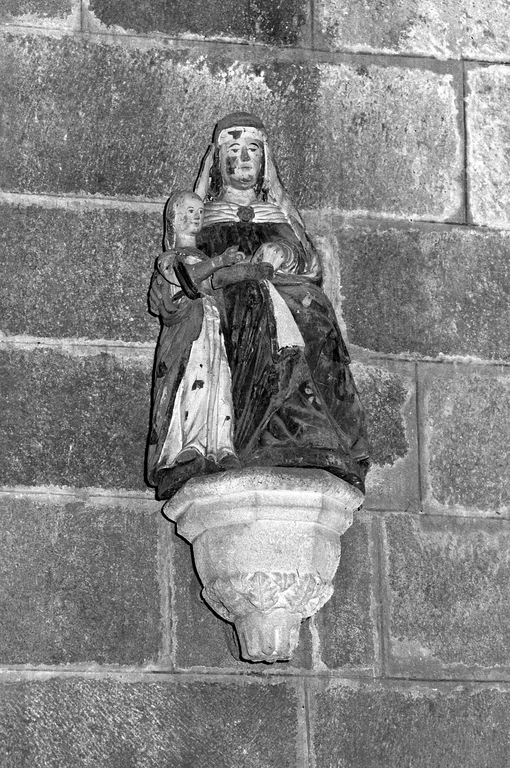 Groupe sculpté (d'applique, petite nature) : Education de la Vierge, église Paroissiale Notre-Dame (Kergrist-Moëlou)