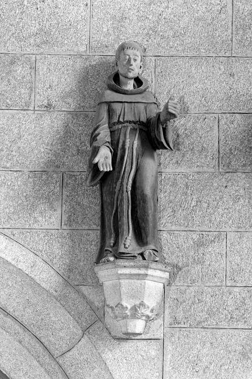 Statue (d'applique, petite nature) : saint François d'Assise, église Paroissiale Notre-Dame (Kergrist-Moëlou)