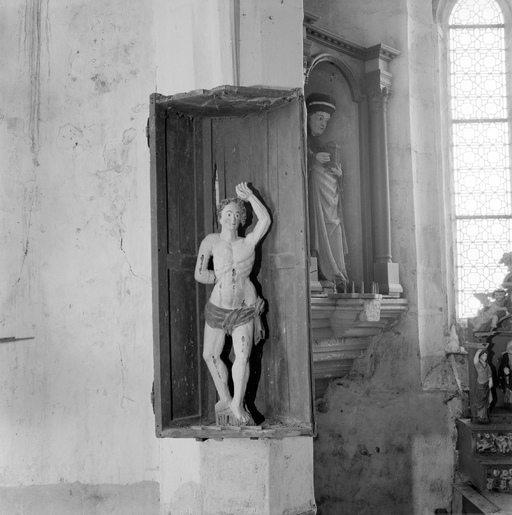 Statue (d'applique, demi-nature) : saint Sébastien, chapelle Saint-Damien, Saint-Côme (Saint-Nic)