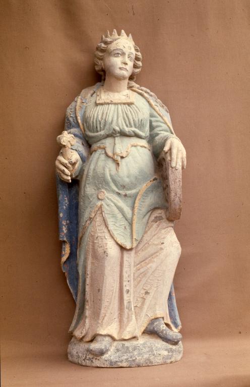 Statue (d'applique, petite nature) : sainte Catherine d'Alexandrie, église paroissiale Saint-Nicaise (Saint-Nic)