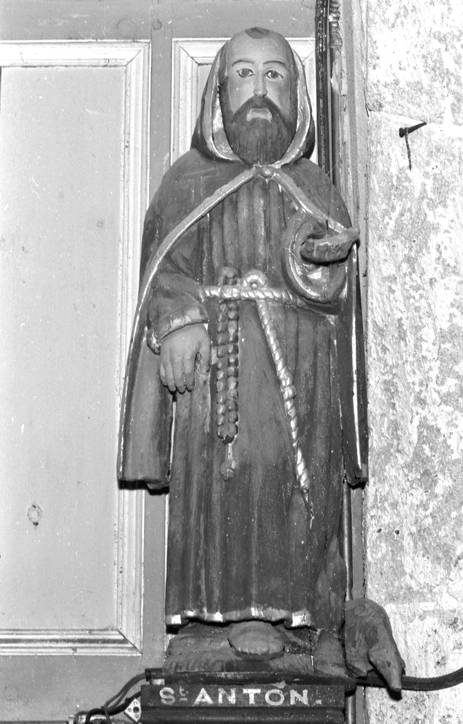 Statue (grandeur nature, d'applique) : saint Antoine, église paroissiale Saint Budoc (Trégarvan)