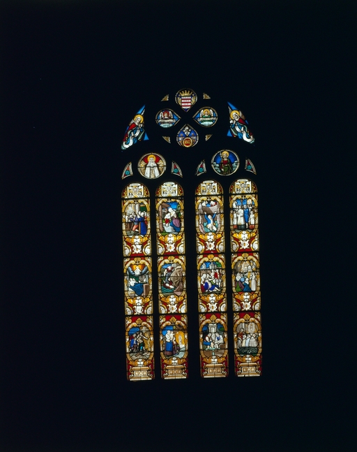Verrières (8) : vie du Christ (baies 1 à 8), verrière à personnages, église paroissiale Notre-Dame du Roncier (Rostrenen)
