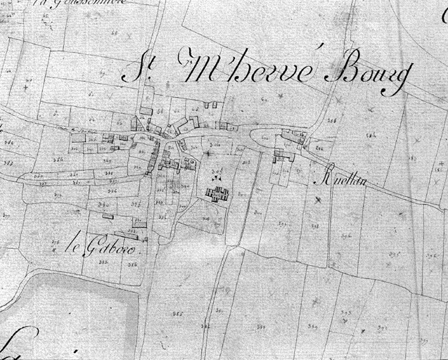 Bourg. Plan de situation. Extrait cadastral 1813, section K1.