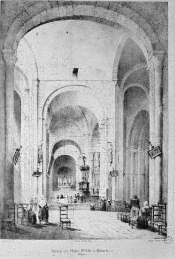 Intérieur, vue vers l'est. Gravure de Gaucherel, 1846 (Dans : La Bretagne contemporaine)