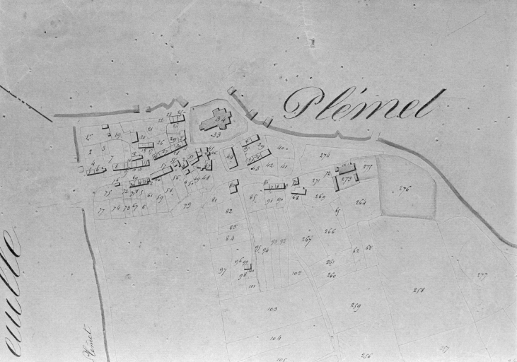 Cadastre ancien, le bourg, feuille D1 ; Cadastre 1829, section D1