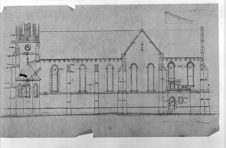 Elévation façade latérale sud.