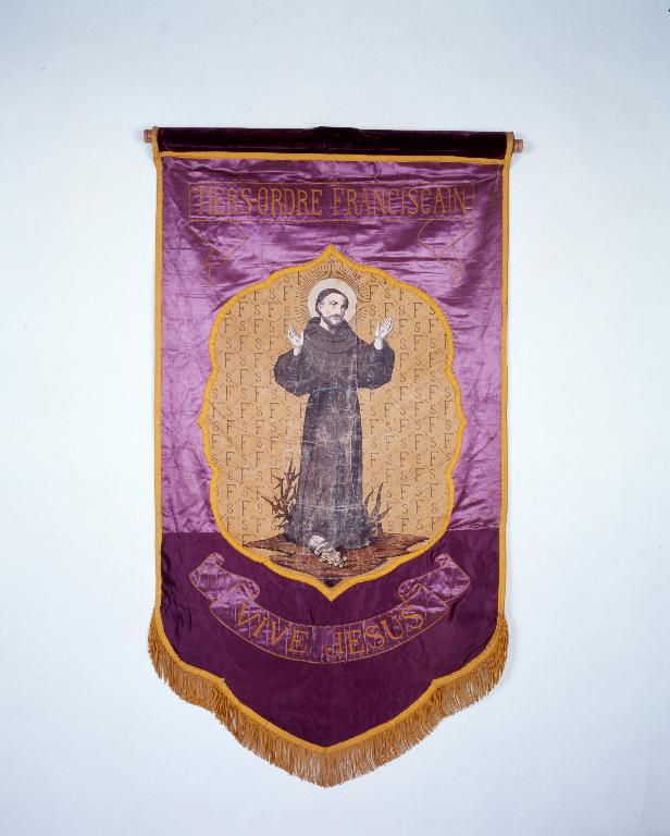 Bannière de procession : face portant Saint François d'Assise (état en 1995)