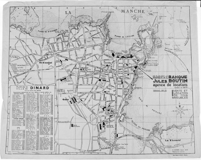 Plan de la Ville de Dinard, dessin 1936, propriété de la banque Jules Boutin. ; Plan de la Ville de Dinard, dessin 1936, propriété de la banque Jules Boutin. ; Plan de la Ville de Dinard, dessin 1936, propriété de la banque Jules Boutin. ; Plan de la Ville de Dinard, dessin 1936, propriété de la banque Jules Boutin. ; Plan de la Ville de Dinard, dessin 1936, propriété de la banque Jules Boutin. ; Plan de la Ville de Dinard, dessin 1936, propriété de la banque Jules Boutin. ; Plan de la Ville de Dinard, dessin 1936, propriété de la banque Jules Boutin.