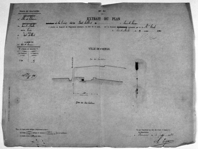 Plan de la grève des Bas Sablons de 1890, tentes mobiles et matériel de bain de Mme Tirel.