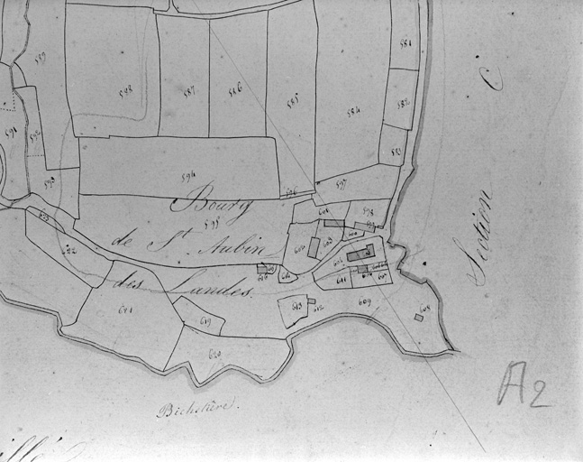 Cadastre 1823, section A2, le bourg.