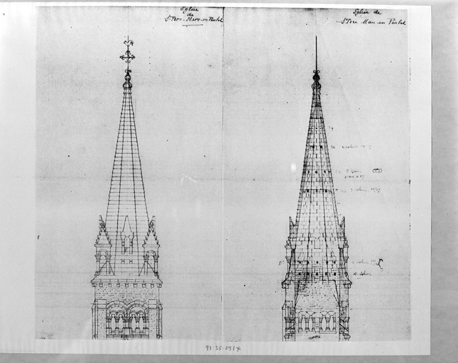 Elévation de la flèche principale de l'église.