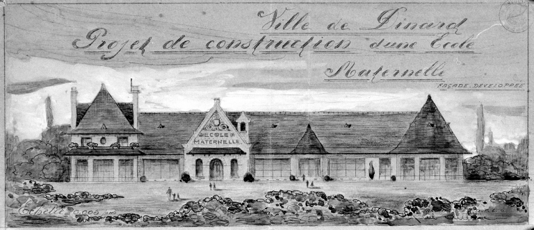 Ecole du Tertre Corbin, projet de construction d'une école maternelle, façade développée.