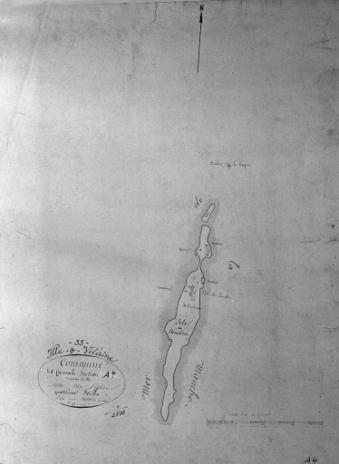 Les fortifications de l'île des Landes sur le cadastre de 1828 ; Les fortifications de l'île des Landes sur le cadastre de 1828