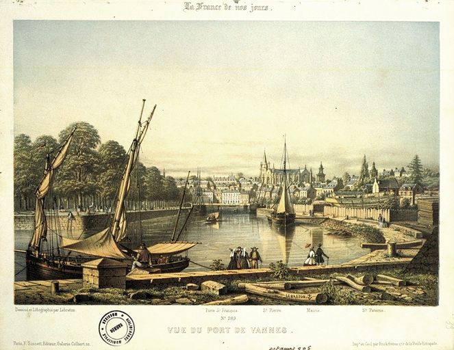 Vue générale. Extrait de : La France de nos jours. Lithographie de Lebreton, 2e 1/2 19e s. BM Vannes. ; Vue générale. Extrait de : La France de nos jours. Lithographie de Lebreton, 2e 1/2 19e s. BM Vannes.