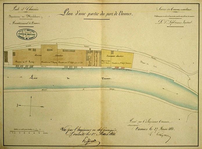 Plan des chantiers dressé par Grégoire en 1853. AD Morbihan S921. ; Plan des chantiers navals, plan de Grégoire, 1853. AD Morbihan S921. ; Plan des chantiers dressé par Grégoire en 1853. AD Morbihan S921. ; Plan des chantiers dressé par Grégoire en 1853. AD Morbihan S921.