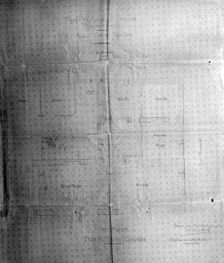 Immeuble pour M. Jamain. Plan du rez-de-chaussée, dessin sur calque, 1896 (A. C. Rennes)