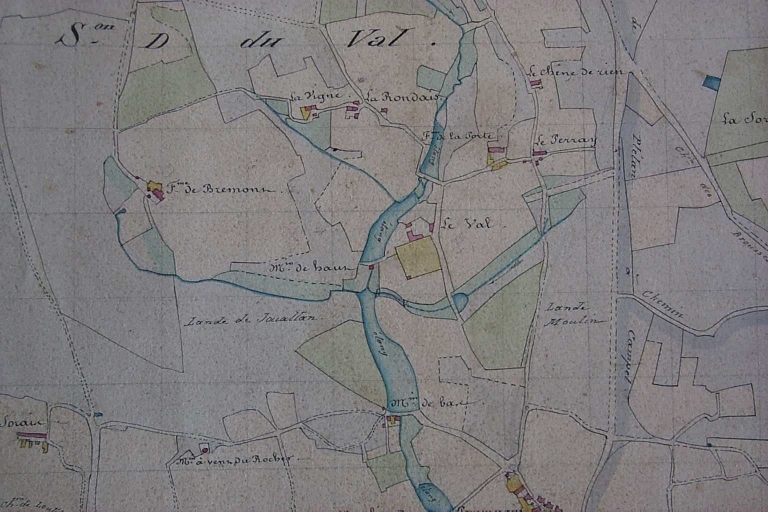 Le quartier du Val sur le tableau d'assemblage du cadastre de 1836