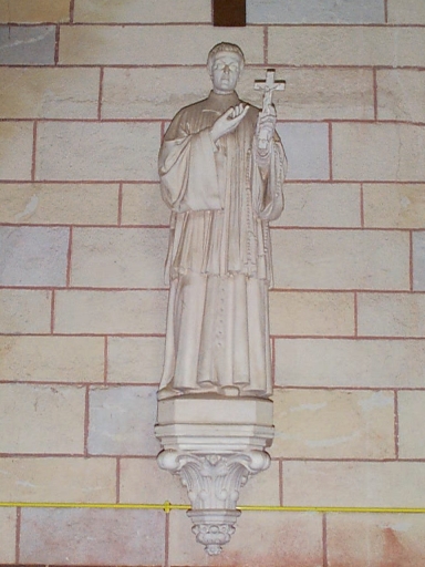 Statue : saint Louis-Marie de Montfort ; culot (Campel fusionnée en Val d'Anast en 2017)