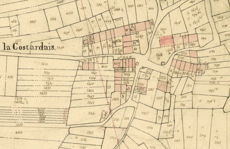 Le hameau sur le cadastre de 1831