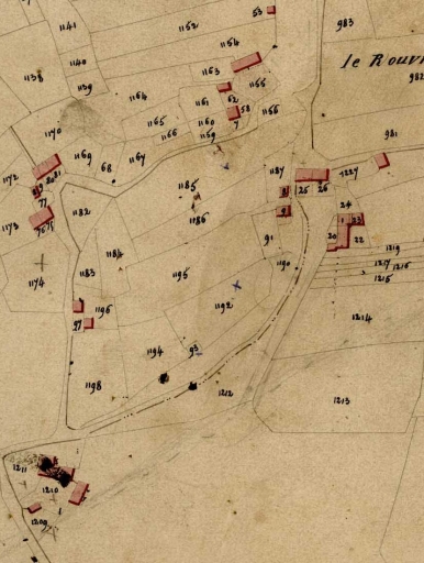 Cadastre de 1827 : le Rouvre, la Croix et Las Bas