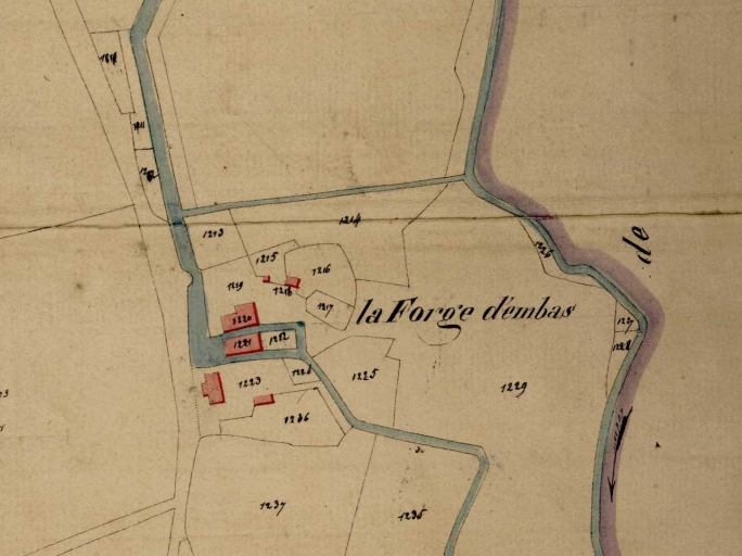 La Forge d'Embas sur le cadastre de 1823