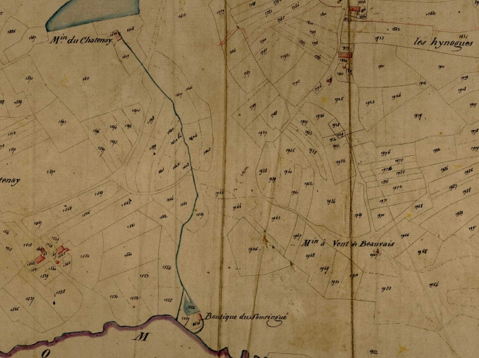 Le moulin sur le cadastre de 1823 ; Le moulin sur le cadastre de 1823