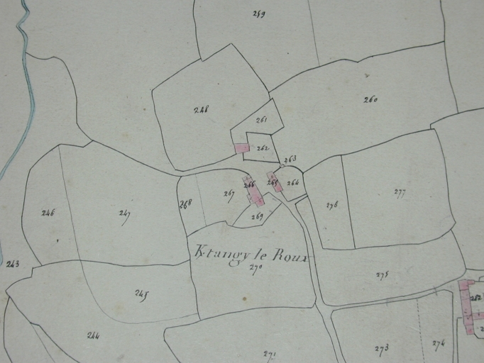 Extrait du cadastre ancien de 1828 (AD Morbihan, 3P) ; Extrait du cadastre ancien de 1828 (AD Morbihan, 3P) ; Extrait du cadastre ancien de 1828 (AD Morbihan, 3P) ; Extrait du cadastre ancien de 1828 (AD Morbihan, 3P)