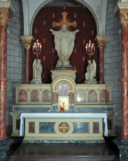 Ensemble de 3 statues : Sacré Coeur et 2 anges adorateurs