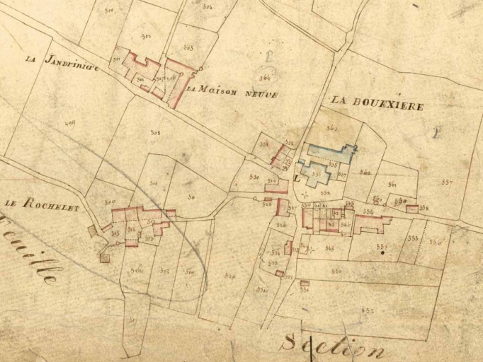 Le bourg sur le cadastre de 1826