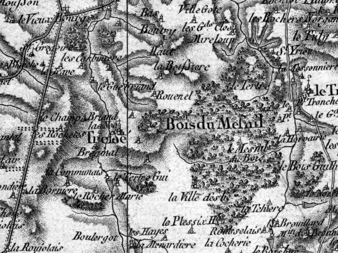 La commune sur la carte de Cassini levée vers 1783 ; La carte des Cassini présente trois moulins sur la commune