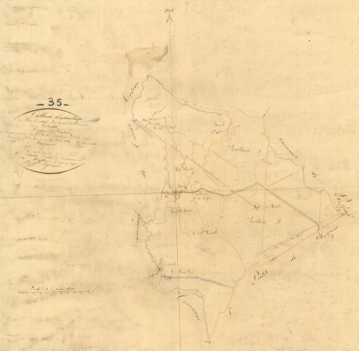 La commune sur le cadastre de 1826