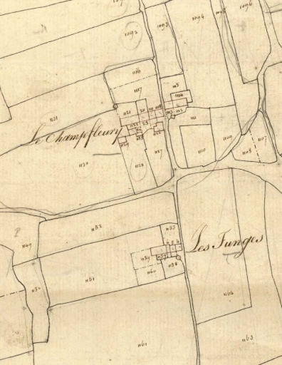 Le hameau sur le cadastre de 1826